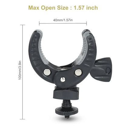 UTEBIT Camera Mount Clamp, 360° Ballhead with 1/4" Thread Holes, Black | Umbrella Clamp Motorcycle Camera Pole Mount Desk Holder, Super Clamp with Phone Tripod Mount for Gopro/DSLR/Stabilizer - color: Black