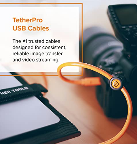 Tether Tools TetherPro USB 3.0 USB-C Cable | for Fast Transfer and Connection Between Camera and Computer | Non-Reflective Black | 15 Feet (4.6 m) - color: Black