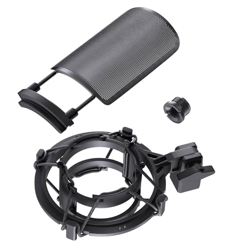 AT2020 Microphone Shock Mount with Metal Pop Filter, [Custom Built for audio technica Mic] Anti-Vibration Suspension Shockmount Holder Clip Compatible with AT2020USB+ AT2035 ATR2050 AT3035 AT3060 - size: AT2020 Shock Mount with Metal Pop Filter
