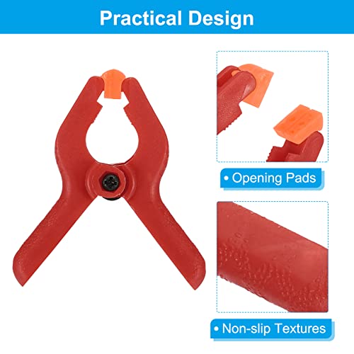 PATIKIL 2 Inch Spring Clamps, 4 Pack Plastic Flexible Anti-slip Strong Backdrop Clamp Clips for Stand DIY Project Photography Studio Craft, Red - color: Red