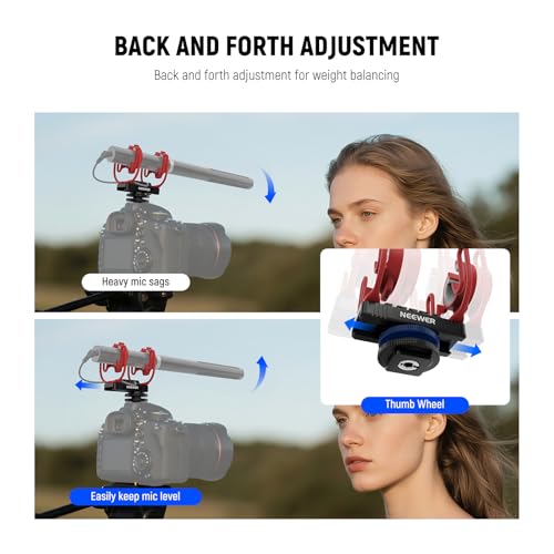 NEEWER Microphone Shock Mount with Cold Shoe, 1/4" Thread for Camera Cages, Boom Arm Pole Stands, Tripods, Mic Holder Compatible with VM15 Rode NTG Series Sennheiser MKE600 Audio Technica AT875R, MH1 - style: MH1