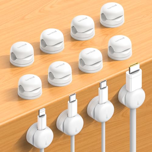 Lamicall 12Pack Rotatable Cord Organizer, Office Desk Nightstand Accessories - Cable Clips Management, Birthday Gifts for Teens Friends, Desk Phone Charger Holder Gadget, Home Workspace Organizer - color: Snow White, size: 12Pack