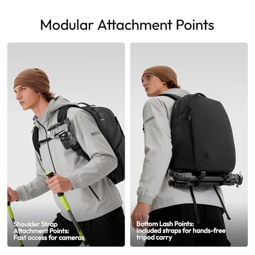ULANZI YY038 Travel Camera Backpack 22L for Mirrorless DSLR | 16-inch Laptop Compartment, Anti-Theft Water-Resistant Photography Bag with Tripod Holder, Compatible with Sony Canon (Black) - size: YY038: 18.25 x 13 x 9.5