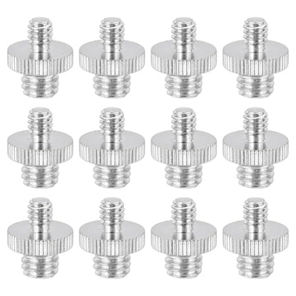 PATIKIL 3/8" Male to 1/4" Male Thread Camera Tripod Screw Adapter, 12 Pcs Camera Converter Screw Adapter Connector for Microphone Tripod Monopod Ball Head Light Stand Mount, Silver