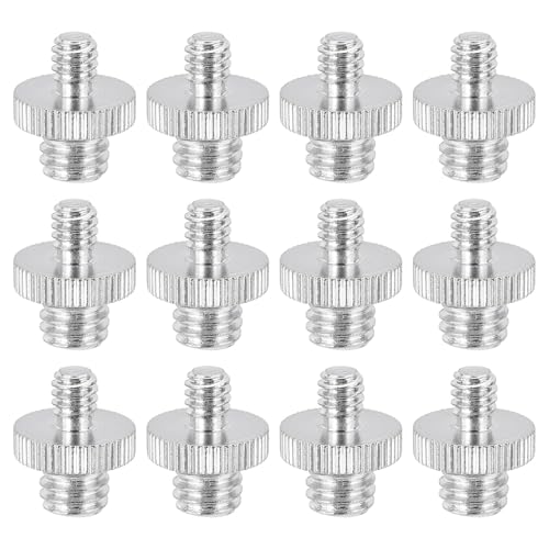 PATIKIL 3/8" Male to 1/4" Male Thread Camera Tripod Screw Adapter, 12 Pcs Camera Converter Screw Adapter Connector for Microphone Tripod Monopod Ball Head Light Stand Mount, Silver