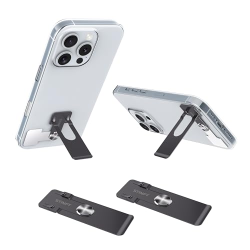 Phone Slim Kickstand, Ultra Thin Vertical and Horizontal 360° Rotating Universal Steel Metal Stable Stand Pocket Friendly Sticky Holder for iPhone Samsung Cellphone Case (Black 2-Pack) - color: Black, size: 2-Pack