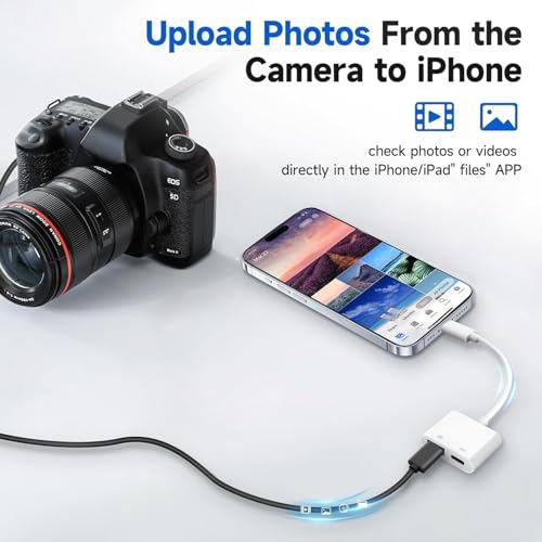 Apple USB-C to USB Camera Adapter with 30W Charging Port for iPhone 17/16/15, MFi Certified USB 3.0 OTG Cable Compatible with MacBook Pro Air, iPad Pro/Air, iMac, Galaxy S25 and More