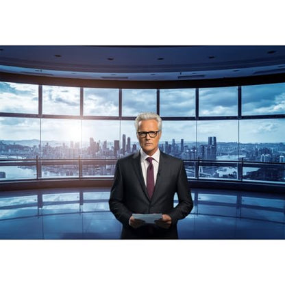 8x6.5ft Business Office Window Backdrop Modern City View Office Video Conference Photography Background Home Office Indoor Decor Banner Adult Man Woman Artistic Portrait Photo Studio Prop - size: 8x6.5ft
