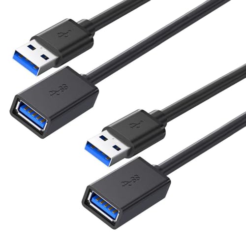 2 Pack 1.65FT USB 3.0 Extension Cable Type A Male to Female Extension Cord Withstands Fast Data Transfer Compatible with USB Keyboard, USB Hub, Mouse, Webcam, Printer, Hard Drive and More