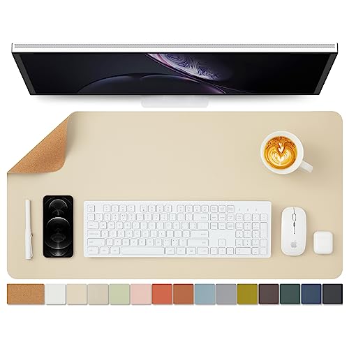 Cork Desk Mat - Dual-Sided Desk Pad for Office and Home - Desk Organization and Accessories - Ideal for Large Mouse Pad and Desk Mats on Top of Desks(Beige,31.5"x 15.7") - color: Beige, size: 31.5" x 15.7"
