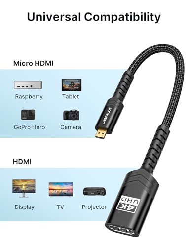 JSAUX Micro HDMI to HDMI Adapter 2Pack, Micro HDMI Male to HDMI Female Adapter Cable, 4K@60Hz HDR 3D 18Gbps-Black - color: Black, size: 2 Pack