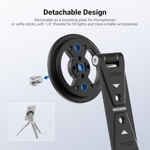 NEEWER Magnetic Phone Tripod Mount Compatible with MagSafe iPhone Samsung, Metal Adjustable Rotatable Cellphone Holder Adapter w/Cold Shoe for Tripod Mounting Camera Monitoring Video Recording, DS031
