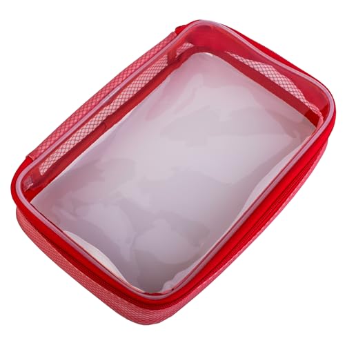 Filmsticks Set of 3 Transparent TPU Storage Cases, Red, Small Medium Large, 170 x 50 x 135 mm to 250 x 50 x 160 mm, Clear Zip Organisers for Camera Gear, Cables, Tools and Accessories