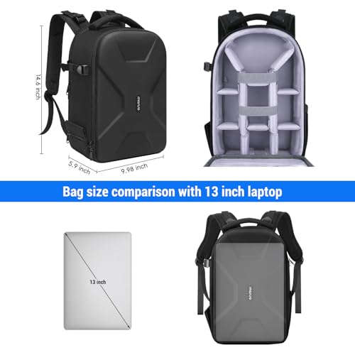MOSISO Camera Backpack,DSLR/SLR/Mirrorless Photography Camera Bag Full Open Waterproof Hardshell Bag with Insert&Tripod Holder&Laptop Compartment Compatible with Canon/Nikon/Sony, Black - color: Black