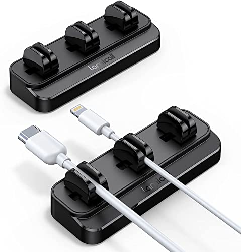 Lamicall Cable Clips, Cord Organizer - [Two Pack] Adjustable Hole Cord Clips Management, Adhesive Wire Organizer USB Cable Holder, Charging Power Cord Keeper Catcher for Desk - color: Black, size: 3Slot-2Pack
