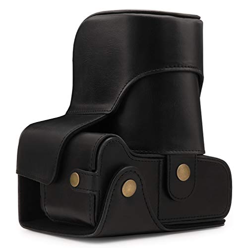MegaGear MG1607 Ever Ready Leather Camera Case compatible with Canon EOS Rebel T7 (18-55mm), 2000D (18-55mm) - Black - color: Black