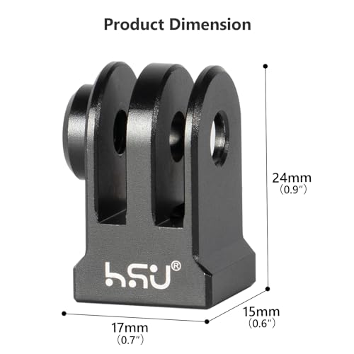 HSU Aluminum Alloy GoPro Tripod Mount Adapter for GoPro Hero 13/12/11/10/9/8/7/6, Mini 1/4-20 Metal Monopod Mount for AKASO Campark and Other Action Cameras (Black)