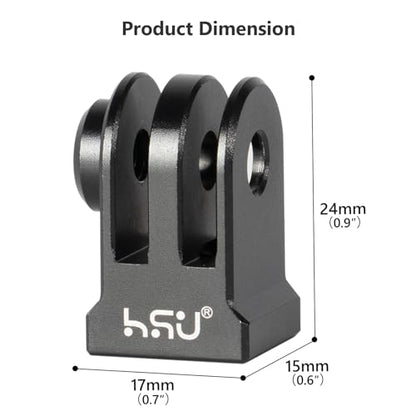 HSU Aluminum Alloy GoPro Tripod Mount Adapter for GoPro Hero 13/12/11/10/9/8/7/6, Mini 1/4-20 Metal Monopod Mount for AKASO Campark and Other Action Cameras (Black)