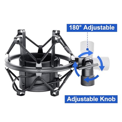 SUUNTOK Metal Shock Mount, Mic Clip Holder for Diameter 43-48mm Condenser Microphone, Anti-Vibration Suspension High Isolation Mic Stand