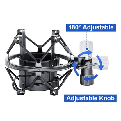 SUUNTOK Metal Shock Mount, Mic Clip Holder for Diameter 43-48mm Condenser Microphone, Anti-Vibration Suspension High Isolation Mic Stand