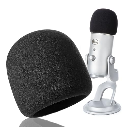Foam Windscreen for Blue Yeti, Yeti Pro, MXL, Audio Technica and Other Large Microphones, Pop Filter Cover made from Quality Sponge Material by YOUSHARES (Black) - color: Foam