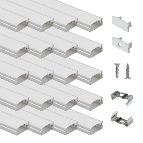 Muzata 20Pack 3.3FT/1M LED Channel Aluminum U Shape Silver LED Strip Diffuser Channel with Milky White Cover Easy Installation U1SW WW 1M - size: 20Pack