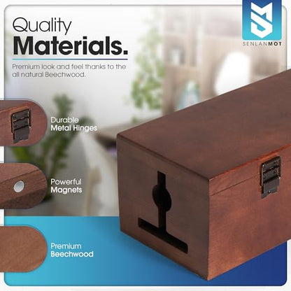 Wooden Cable Management Box – Modern Wire Organizer Box & Power Strip Cover for Home or Office | Large Cable Hider for Wires, Chargers & Extension Leads – Home Organization Storage