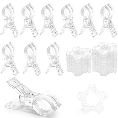 RELBRO Spring Clamps, 10 Pcs 3.5 Inch Clear Plastic Clips with 50 Pcs Balloon Clips for Balloon Arch Backdrop Craft Decoration Projects