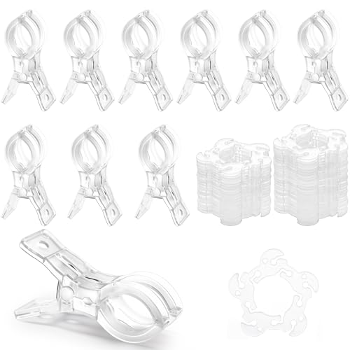 RELBRO Spring Clamps, 10 Pcs 3.5 Inch Clear Plastic Clips with 50 Pcs Balloon Clips for Balloon Arch Backdrop Craft Decoration Projects
