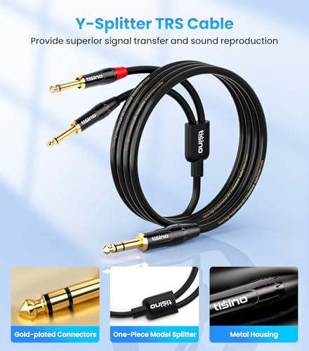 tisino 1/4 inch TRS Stereo to Dual 1/4 inch TS Mono Insert Cable Y-Splitter Stereo Breakout Cable Patch Cord - 3.3 feet - size: 3.3 feet