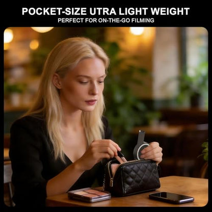 LOUERN Magnetic Dual-Sided Selfie Light Compatible with iPhone MagSafe, CRI95+ Rechargeable| Foldable|Compact Phone Light with Mirror for Selfies/Photography/Makeup/Video Conference/Influencers - size: Round