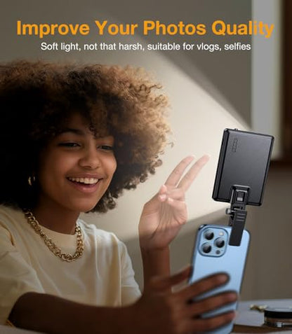 Coolpow Portable Selfie Light【84 LED】Rechargeable Phone Fill Lights with Clip【3 Light Modes】Portable Led Clip on Light for iPhone/Tablet/Laptop CRI97+ Perfect for Selfies Makeup TikTok Video Recording