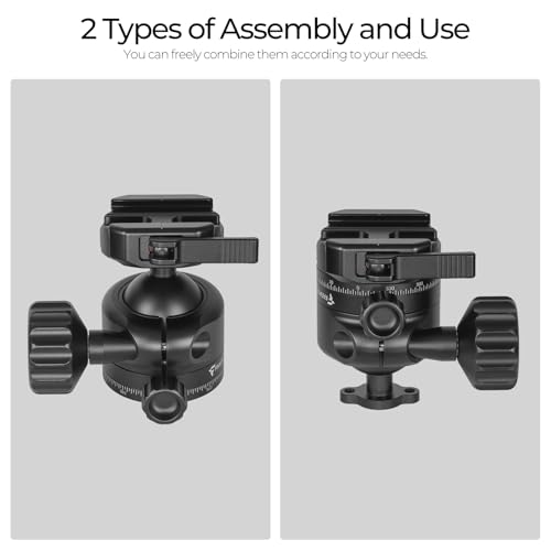 FANAUE Low Profile Tripod Ball Head 40mm Tripod Head 360 Panorama Ball Head Mount for Tripod, Monopod, DSLR, Camcorder, Compatible with Arca Quick Release Plate Max Load 22lbs