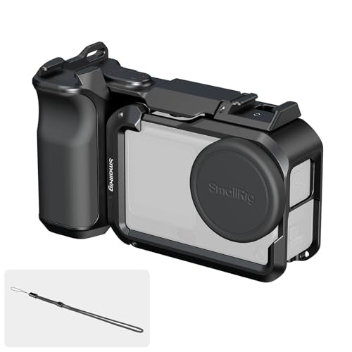 SMALLRIG Handle Grip Kit for DJI Osmo Action 6 with Metal Cage, Street Photography Grip for DJI, Action 6 Cage with Shutter Button, Cold Shoe, Wrist Strap, Lens Cover, 1/4 Threaded Hole - 6037 - style: Advanced Cage+Grip