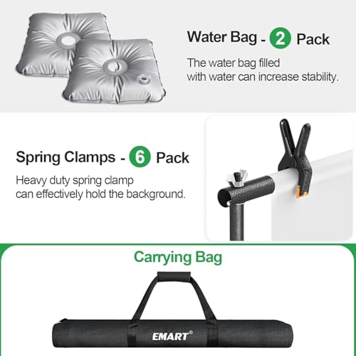 EMART Portable Backdrop Stand Kit with Foldable Cross Flat Base, Adjustable 7ft Height 10ft Width Pipe and Drape Background Hanging Frame Bar for Photography Party Wedding Birthday Photo Studio - size: 7x10FT