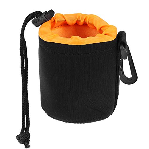 S Size (Small) Camera Lens Pouch, Thick Protective Neoprene Bag Storage Cover Case with Drawstring Design, Soft Plush Interior, Compatible for Canon, for Nikon, for Sony DSLR Lenses - size: S: 8cm x 10cm (D x H)