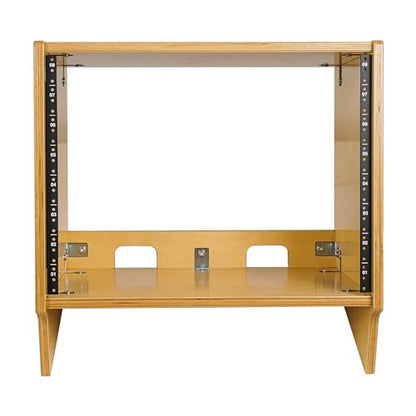 Sound Town DIY 8U Angled Desktop Turret Studio Rack with Solid Baltic Birch Plywood, Golden Oak, Assembly Required (SDRK-8SL) - size: 8U, Golden Oak