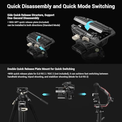 SmallRig AD-01 Video Tripod, 73" Heavy Duty Tripod with 360 Degree Fluid Head and Quick Release Plate for DSLR, Camcorder, Cameras 3751 - style: AD-01