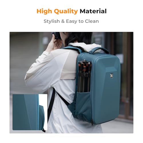 K&F CONCEPT Camera Backpack,Hardshell Photography DSLR Camera Bag with 15-15.6 Inch Laptop Compartment Hard Shell Camera Case Compatible with Canon/Nikon/Sony/DJI Mavic Drone - color: Blue