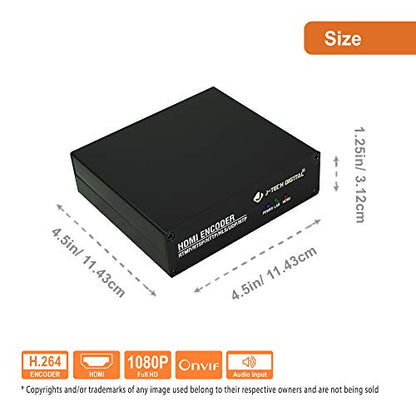 J-Tech Digital HDMI H.264 IPTV Encoder Livestream with Audio Embedder 1080P 60Hz for Online Streaming Platforms Control App Available [JTECH-ENCH4A] - size: 1080P Encoder with Audio