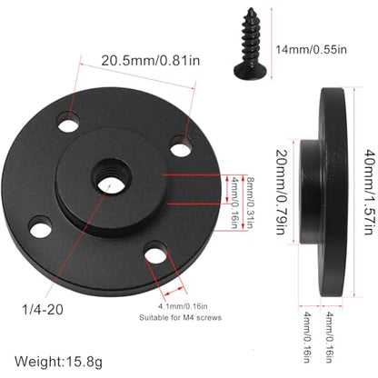 2 Set 1/4 inch Thread Tripod Adapter Holder Mount Plate Wall Mount Universal Wall Mount Mic Bracket Aluminium Alloy for Monitor Light Flash DSLR Camera Diameter 40mm 1/4 Hole