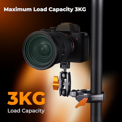 K&F CONCEPT Dual Ball Heads Magic Arm, Articulating Magic Arm with 1/4"-20 Screw, 360° swivelling Ball Head, Aluminum Alloy Camera Monitor Mount Arm