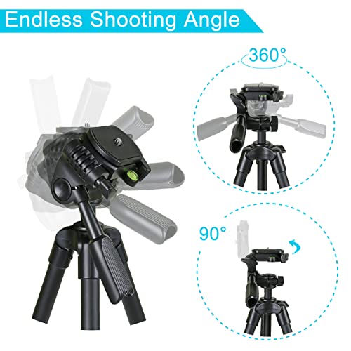 Endurax 60'' Camera Tripod Camera Stand for Canon Rebel Eos Nikon DSLR, Travel Tripods for Phone Tablet with Remote Black - style: With Quick Release Plate-Black