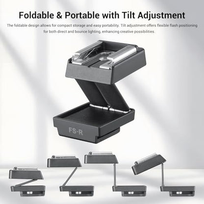 Godox FS-R Single Contact Foldable Flash Bracket, Anti-Collision Riser for Godox MF12/MF-12 & Other Single Contact Mini Flash, Max Load 78g, Foldable Design for Portable Macro Photography - size: Godox FS-R