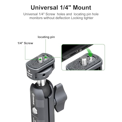 FANAUE Mini Articulating Arm Mount Camera Accessories Compatible with 1/4"-20 to 1/4"-20 Connectors (with Locating Pins) Aluminum-Built Arm Offers Flexibility Connectors