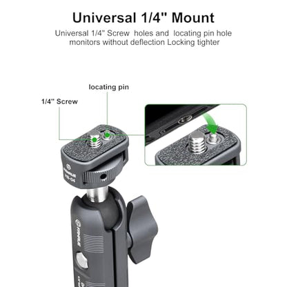 FANAUE Mini Articulating Arm Mount Camera Accessories Compatible with 1/4"-20 to 1/4"-20 Connectors (with Locating Pins) Aluminum-Built Arm Offers Flexibility Connectors