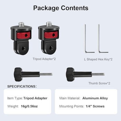 Tripod Mount Adapter Conversion Kit for Insta360 X4 X3/DJI Osmo Pocket 3/Gopro Hero,2pcs 1/4" Camera Mount Adapter for Tripod,Selfie Stick,Stabilizer & Action Gear