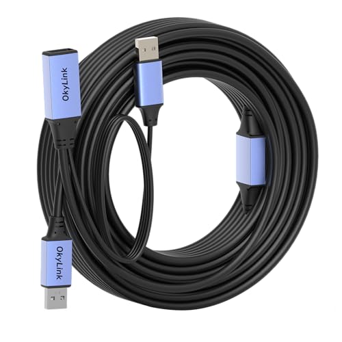 OkyLink Active USB 2.0 Extension Cable A to A, Male to Female 50ft(15M) | 480Mbps Signal booster cord, compatible with printer, mouse, keyboard, scanner, camera - size: 50ft (15m)