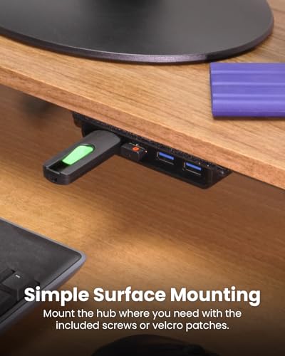 USBGear 4-Port USB 3.2 Gen 2 Hub – 10Gbps USB-A Expansion w/Integrated Cable & Flexible Mounting - style: USB Type A Upstream