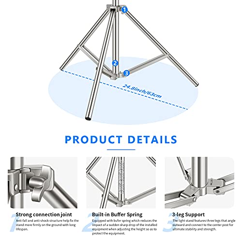 NEEWER 79"/2m Stainless Steel Light Stand, Spring Cushioned Heavy Duty Photography Tripod Stand with 1/4” to 3/8” Universal Screw Adapter for Strobe, LED Video Light, Ring Light, Monolight, Softbox - style: ST-200SS